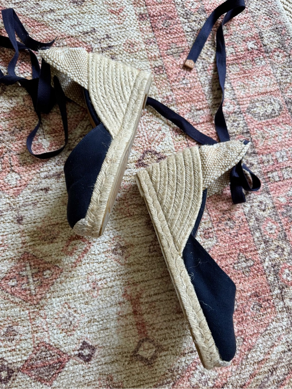 Castañer Carina Wedge Espadrilles – Size 39 (US 8–8.5) – Neutral/Navy